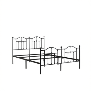 <b>Black</b> Powder Coated Steel King Bed <b>Frame</b> Rectangular Metal Bed Traditional Bedroom Furniture - Product Image 1