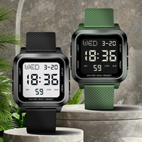 Jam Tangan Digital Elektronik Unisex untuk Mahasiswa, Olahraga, dan Fashion, dengan Layar LED, Alarm, Tali Plastik, Tahan Air, untuk Penggunaan Luar Ruangan