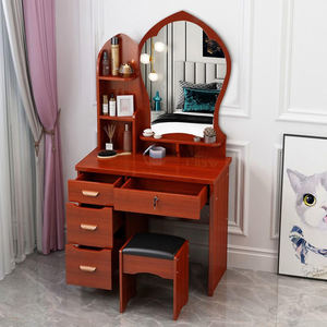 Juego de tocador rosa y blanco con espejo arqueado | Tocador de dormitorio de niña - Product Image 3