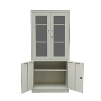 Armoire de classement de bureau moderne en métal avec porte vitrée mobile