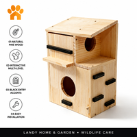 Maison pour écureuils en bois de pin double couche de luxe avec fenêtre d'observation, habitat extérieur en bois massif pour la décoration du jardin