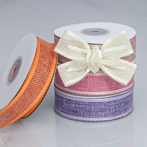 1 Inch <strong>Easter</strong> Spring Wired <strong>Ribbon</strong> Rustic Burlap Colorful Wired <strong>Ribbon</strong> for Wreath Bow Craft Gift Wrapping Party Boho Decoration - Product Image 1