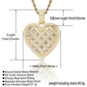 Colgante de Corazón en Plata 925 con Baño de Rodio, Microincrustaciones de Diamantes, Corte Princesa, Estilo Lujoso para Uso Diario, Unisex, en Oferta - Product Image 3