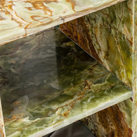 Table console moderne en marbre onyx vert Cammy Stone pour petits salons et chambres à coucher, meubles faits main pour la maison
