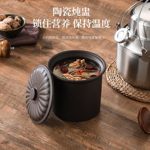 Ceramic Stew Pot 1.1L-2L Portable Multi-functional Soup Pot Healthy Cooking - Product Image 1