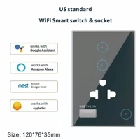 Summao-enchufe inteligente multifunción con Control remoto por aplicación, WiFi, Panel de interruptor de pared integrado con USB