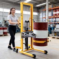 Apilador Manual Plegable para Bidones de 350 kg, Inclinador Hidráulico Giratorio para Bidones, Carro de Manipulación de Bidones para Almacén con Empuje Manual OEM