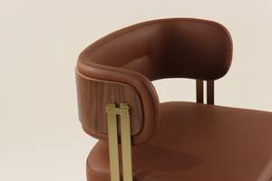 Silla de café tapizada de diseño moderno de mediados de siglo, comodidad de madera contrachapada, silla de comedor de Cricket, nogal para cocina, restaurante, hotel - Product Image 6