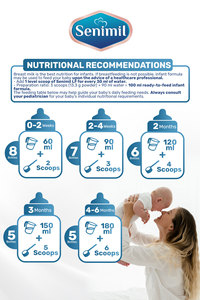Lait infantile Senimil LF 400g, norme européenne, sans lactose, sans huile de palme, sans glucose, avec DHA, GOS, FOS, en boîte. - Product Image 2