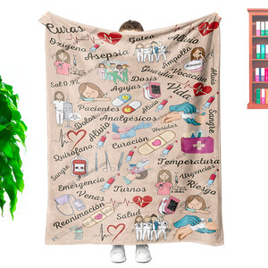 Superventas personalizado-impreso gráfico enfermería Scrubs suave cálido ligero acogedor ligero felpa sofá ropa de cama manta de punto - Product Image 2