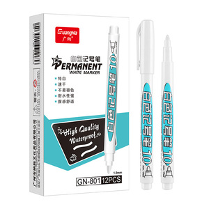 Guangna 801 Permanente witte plastic stift met fijne punt, niet-verblekende, navulbare inkt, enkele punt tekenpen - Product Image 5