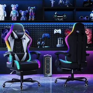 Venta al por mayor barato plegable Pu cuero masaje computadora juego Silla Gamer Racing Rgb Gaming sillas con luces <span class=keywords><strong>y</strong></span> altavoces - Product Image 4