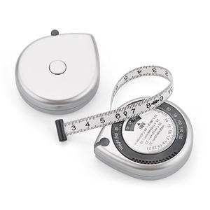 Pita pengukur BMI berbentuk air mata perak portabel, pita pengukur pinggang & lingkar pinggul teleskopik otomatis - Product Image 2