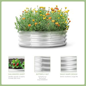 Cổ điển 3x3x1ft mạ kẽm kim loại planter giường lớn 3ft đường kính lớn lên giường cho rau & hoa làm vườn - Product Image 4