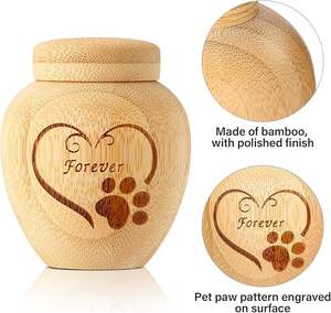 Ecologische kleine asurnen voor huisdieren (katten, honden) van bamboe, mini-herdenkingsdoosje - Product Image 3