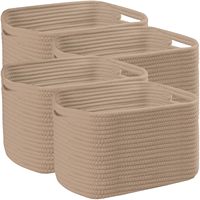 Lot de 4 paniers de rangement rectangulaires en corde de coton tressée à la main, dimensions 16"D x 12"W x 8"H, pour étagère et placard domestiques