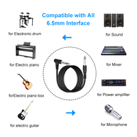 Câble Instrumental 1m 6.35mm Mono Jack 1/4" TRS Tressé Coudé Super Flexible PVC pour Guitare/Microphone/Haut-parleur/HDTV Mâle-Mâle Pur