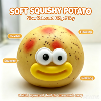 Jouet anti-stress souple en forme de pomme de terre, jouet sensoriel à presser mignon en forme de pomme de terre de dessin animé avec des visages amusants