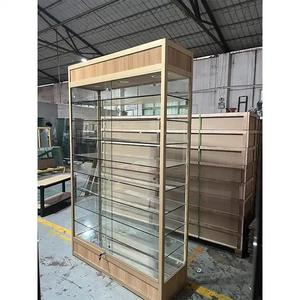 Escaparate de esquina de vidrio OEM Estantes de vidrio templado transparente Escaparate de exhibición de vidrio de madera Comercial - Product Image 6