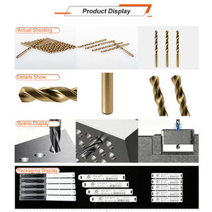 HYGOAL <span class=keywords><strong>HSS</strong></span>-CO 코발트 <span class=keywords><strong>M35</strong></span> <span class=keywords><strong>HSS</strong></span> 트위스트 드릴 비트 골드 마감 직선 샹크 조버 길이 (22-160mm) 경금속 스테인리스강용 - Product Image 2