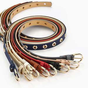 <span class=keywords><strong>Ceinture</strong></span> en <span class=keywords><strong>cuir</strong></span> PU pour femmes, style punk décontracté, avec œillets en alliage rouge, blanc, <span class=keywords><strong>camel</strong></span> et marron - Product Image 2