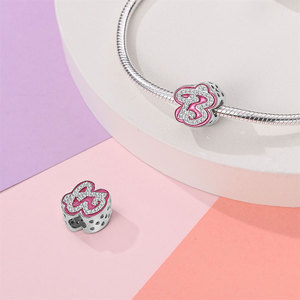 Produttore lettera Charm rosa piccola lega d'argento metallo zircone 26 lettere <span class=keywords><strong>A-Z</strong></span> Charm per la creazione di gioielli fai da te accessori all'ingrosso - Product Image 3