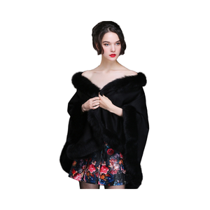 Poncho de piel de zorro y Cachemira auténtica 100% para <span class=keywords><strong>mujer</strong></span>, capas de piel cálidas a la moda, novedad - Product Image 6