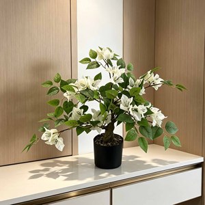 Bonsaï artificiel réaliste <span class=keywords><strong>en</strong></span> <span class=keywords><strong>bougainvillier</strong></span> <span class=keywords><strong>blanc</strong></span>, plante <span class=keywords><strong>en</strong></span> <span class=keywords><strong>pot</strong></span> de 45 cm, petite fausse verdure <span class=keywords><strong>en</strong></span> <span class=keywords><strong>pot</strong></span> pour la décoration de la maison, du bureau, de l'hôtel ou de la table - Product Image 1