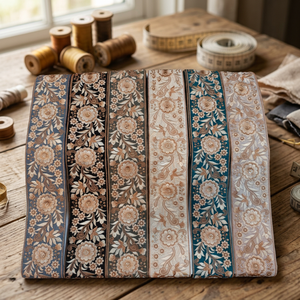 Ribete de encaje dorado personalizado, bordado de flores 3D, nuevo diseño, fabricante - Product Image 2