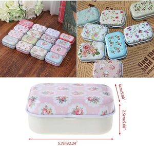 ミニフラワートリンケットジュエリーコインブリキ収納ケース小さな長方形のブリキの箱 - Product Image 5