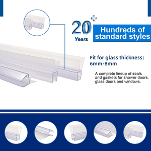 8Mm Phổ Thủy Tinh Trong Suốt Màn Hình Phòng Tắm Vòi Hoa Sen Cửa Dưới Con Dấu Dải Nhựa PVC Con Dấu Nước Với Nhỏ Giọt Đường Sắt Quét - Product Image 3