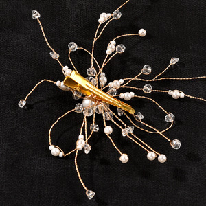 Nouvelle barrette en cristal avec perle blanche, style tendance, pour <span class=keywords><strong>cheveux</strong></span> courts, coiffure de <span class=keywords><strong>mariée</strong></span>, <span class=keywords><strong>accessoire</strong></span> de robe de <span class=keywords><strong>mariée</strong></span>, bijoux, accessoires de fête - Product Image 3