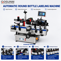 GOSUNM Nouvelle machine portative à rouleaux d'étiquettes de bureau pour bouteilles rondes, bocaux et bouteilles, étiqueteuse automatique