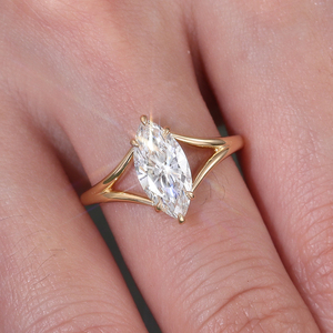 Bague en or jaune 14K/18K avec diamant de laboratoire taille marquise sur mesure de 1,61 carat, certificat IGI, style classique, pour femme, bague de fiançailles - Product Image 3