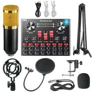 BM800 Audio Live Stream V8S Sound Card Recording Condenser Microphone BM 800 Professional Music Studio Equipment All Full Set