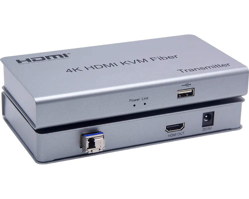 4K KVM10km HDMI Extender with USB Over Fiber Optic Cable