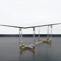 Table à manger acrylique Table de conférence transparente lumière bureau de luxe verre longue Table négociation bureau réunion