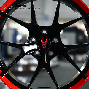 Jantes forgées de course Drag 5x120 5x120.65 5x4.5 5x4.75 17 18 19 20 pouces, rouge brillant, rayons noirs, décalées pour Chevrolet Corvette - Product Image 4