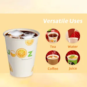 Tasses à café en papier avec logo personnalisé Gobelet en papier à emporter à paroi unique biodégradable de 10 oz pour boisson chaude et froide