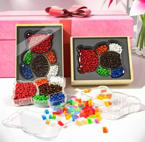 ECOBOX wadah penyimpanan hadiah pernikahan, wadah penyimpan kotak permen cokelat bentuk beruang berbentuk cinta