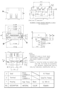 <span class=keywords><strong>Conector</strong></span> <span class=keywords><strong>ESATA</strong></span>, montaje inferior, tipo DIP, ángulo recto, <span class=keywords><strong>Conector</strong></span> de PCB de enchufe hembra de 7 pines - Product Image 3