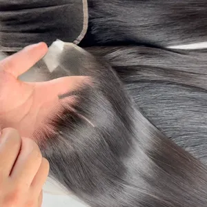Grosir penutupan Frontal renda rambut manusia mentah 2x6 13x4 4x4 5x5 6x6 Swiss transparan HD renda penutup Frontal