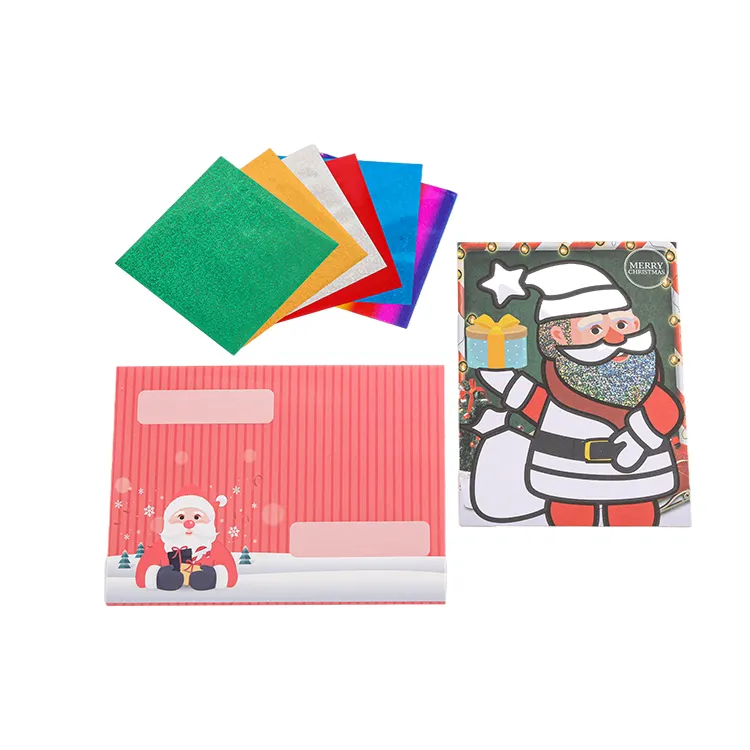 Christmas Theme DIY Crafts for Kids Santa Foil Art Educational Toys Colorful Foil kit