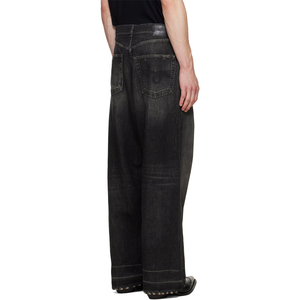 Pantalones Vaqueros de Mezclilla Negros, Estilo Cinco Bolsillos, Corte Recto, Holgados y Elásticos, para Hombre, Fabricados a Medida - Product Image 2