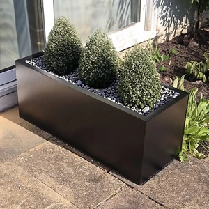 Jardinières rectangulaires robustes en aluminium découpé au laser pour la protection de l'intimité, pots de fleurs renforcés en métal pour jardin - Product Image 2