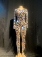 NOVANCE Robe miroir 2021 Nightclub Brillant Accrocheur Respirant Maille à Manches Longues Body Une Pièce Combinaisons Femmes