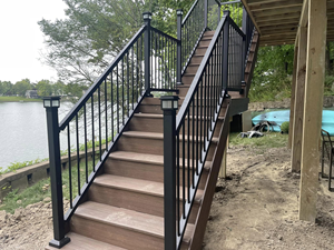 Rampe d'<span class=keywords><strong>escalier</strong></span> extérieure en aluminium pour marches de terrasse et <span class=keywords><strong>protection</strong></span> d'escaliers extérieurs avec revêtement résistant aux intempéries - Product Image 6