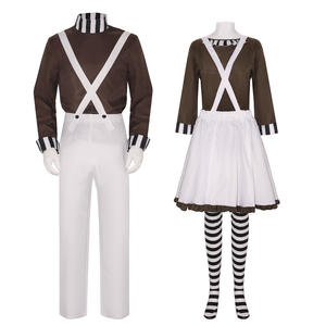 Costume de cosplay Oompa, <span class=keywords><strong>perruque</strong></span> de déguisement de chocolat du film Loompa, costume de fantaisie pour adulte, ensemble de tenues pour Halloween, carnaval et fêtes - Product Image 1
