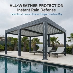 Pergola en aluminium Henlixo toutes saisons avec toit rétractable, imperméable, pour patio extérieur, jardin, gazebo, auvent bioclimatique, kit - Product Image 3