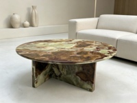 Hochwertiger Runder Couchtisch aus Grünem Jade Exquisiter Stein für Luxus-Hotel Villa Wohnzimmer Schlafzimmer